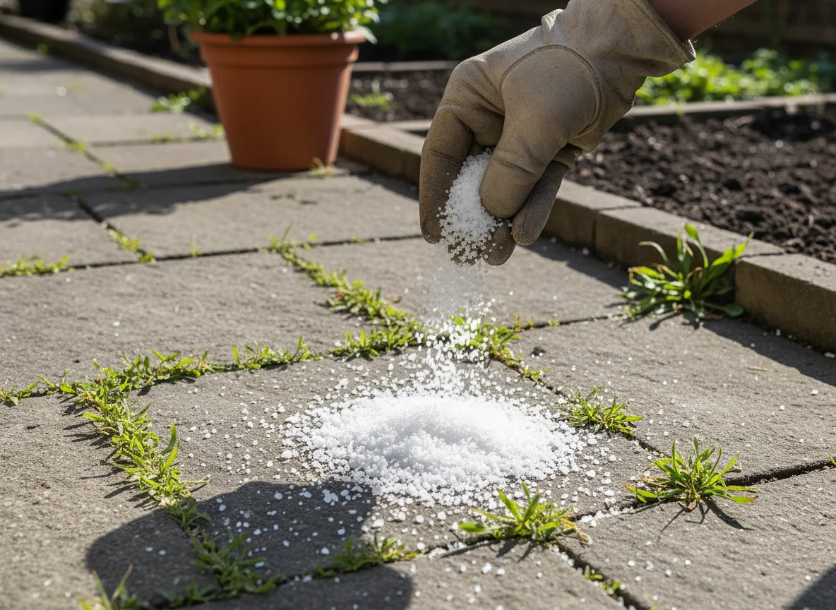 Utiliser du gros sel pour désherber : Efficacité et impact sur le sol - Image 1