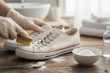 Nettoyer une chaussure blanche en tissu au bicarbonate : L'astuce - Image 1