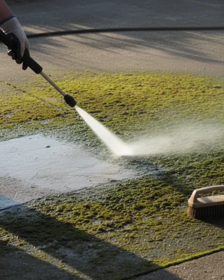 Comment enlever la mousse verte sur le béton : Méthodes radicales - Image 1