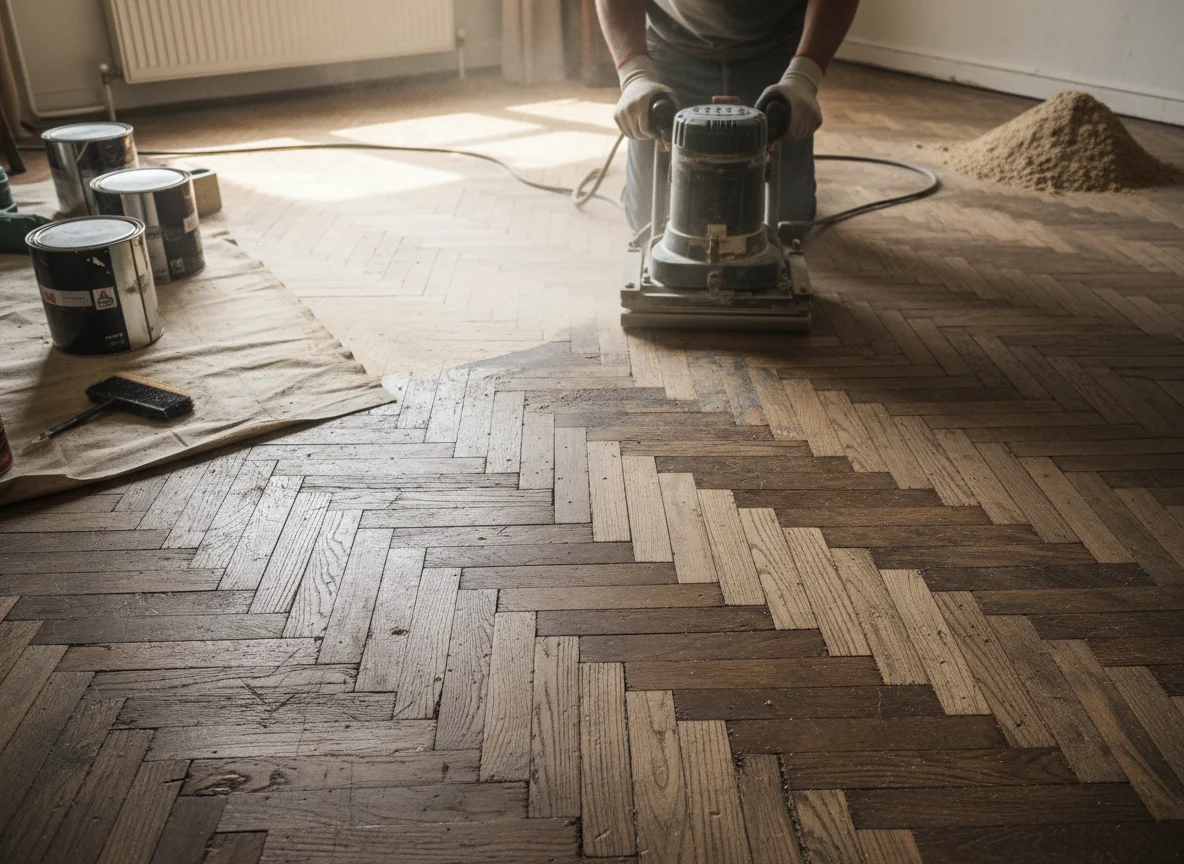Rénover un parquet massif abîmé : Ponçage et finition - Image 1