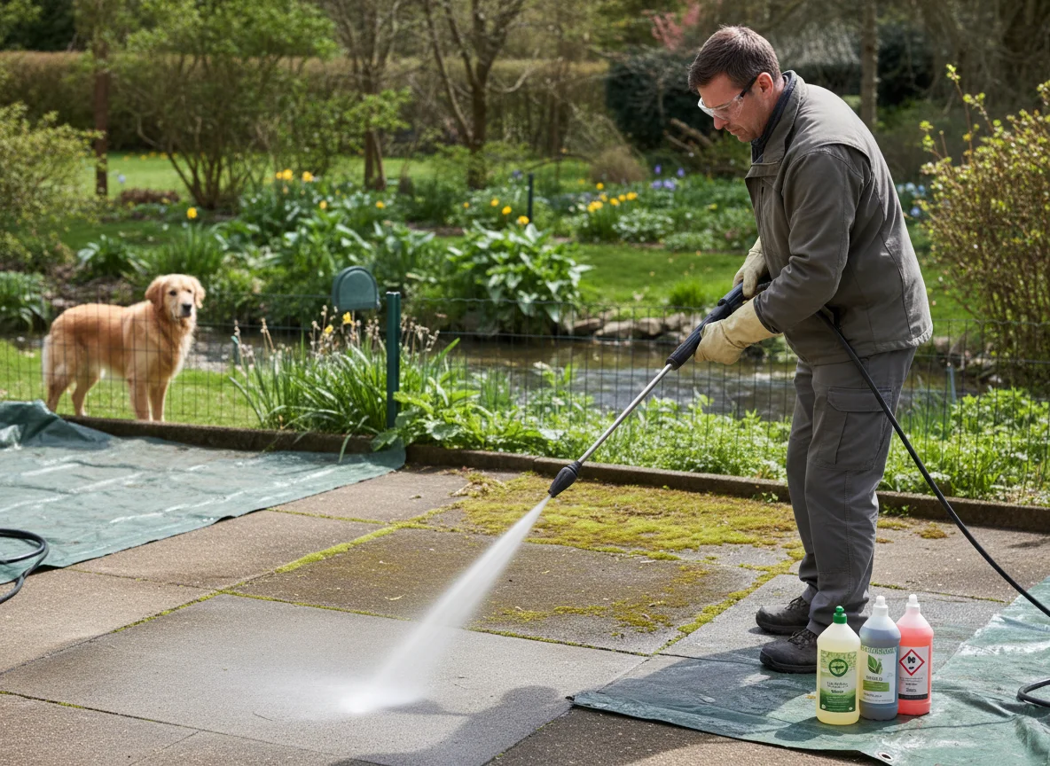 Comment enlever la mousse verte sur le béton : Méthodes radicales - Image 4