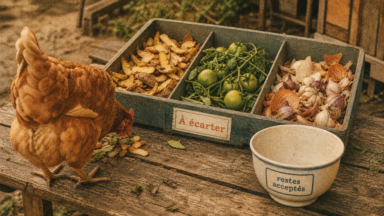 Aliments à ne pas donner aux poules : épluchures et crus à écarter