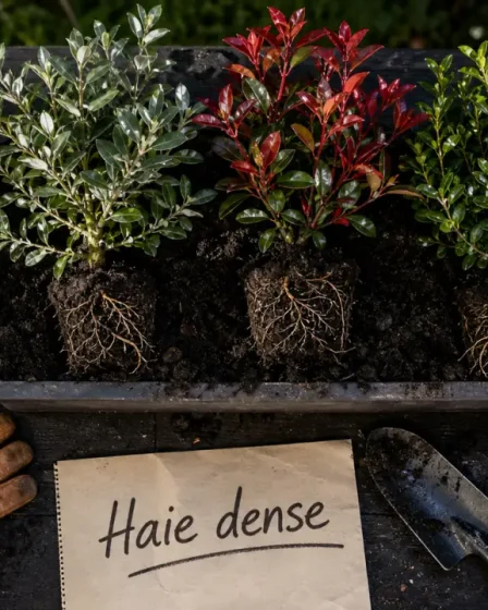 Arbustes pour haie croissance rapide (éléagnus, photinia, troène) bien enracinés