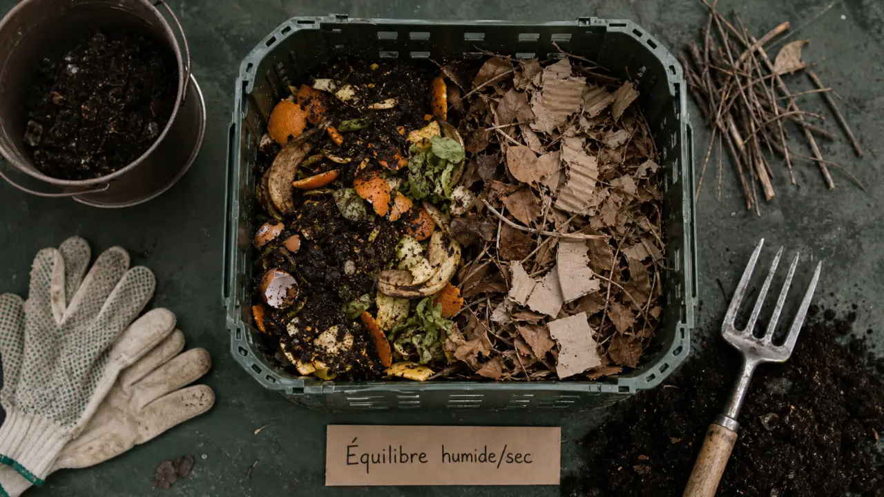 Comment faire du compost : équilibre 2/3 humide et 1/3 sec, matières sèches et humides