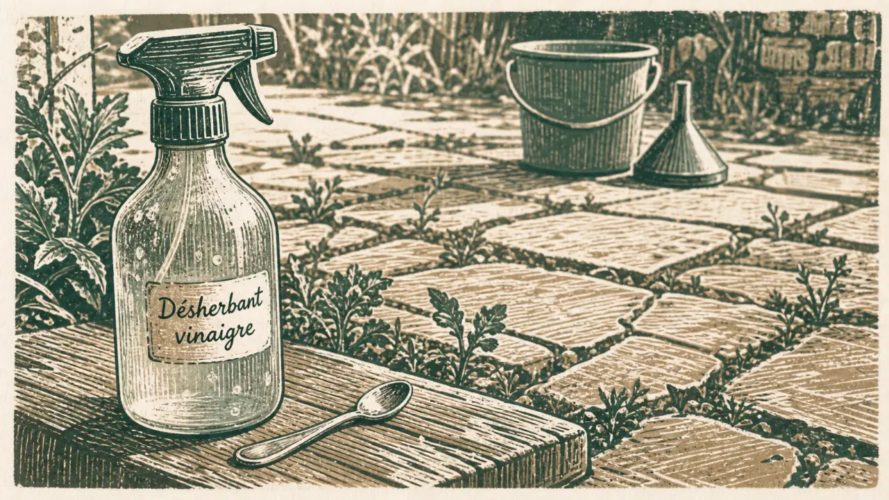 Dosage désherbant vinaigre sel liquide vaisselle : méthode au sel et liquide vaisselle