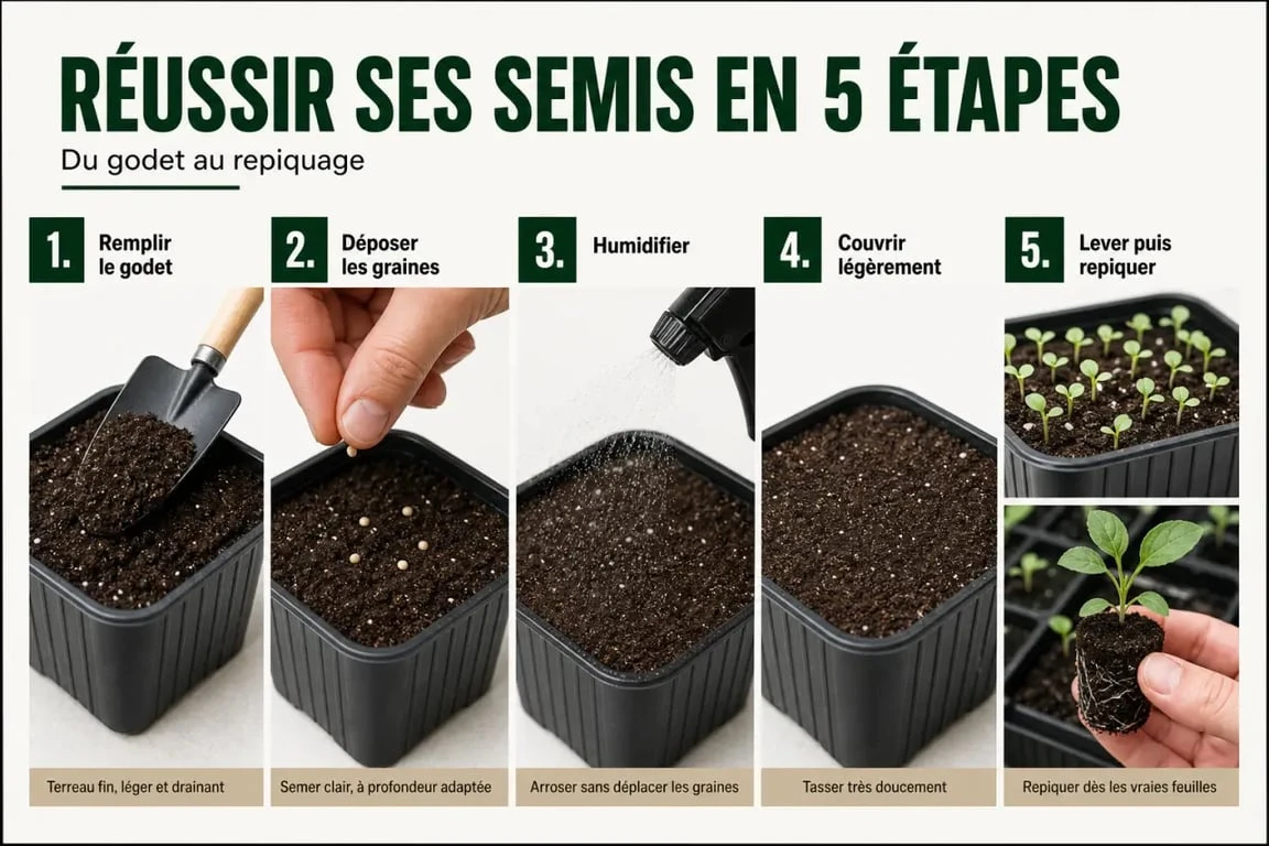 Réussir ses semis au potager : étapes de semis, arrosage, levée et repiquage