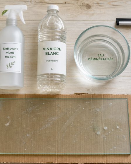 Nettoyant à vitre maison au vinaigre blanc 200 ml, sans traces sur la vitre