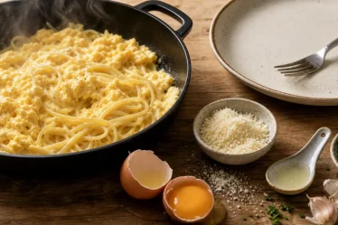 Pate aux oeuf recette : pâtes fraîches maison aux œufs brouillés crémeux