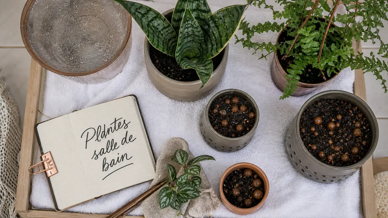 Plantes faciles pour salle de bain : fougère de Boston et sansevieria, ambiance humide