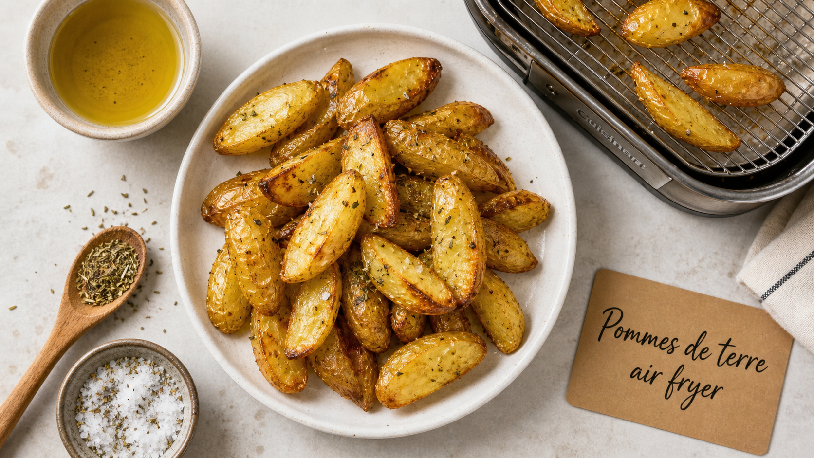 Pomme de terre sautées air fryer, croustiantes, séchées et dorées