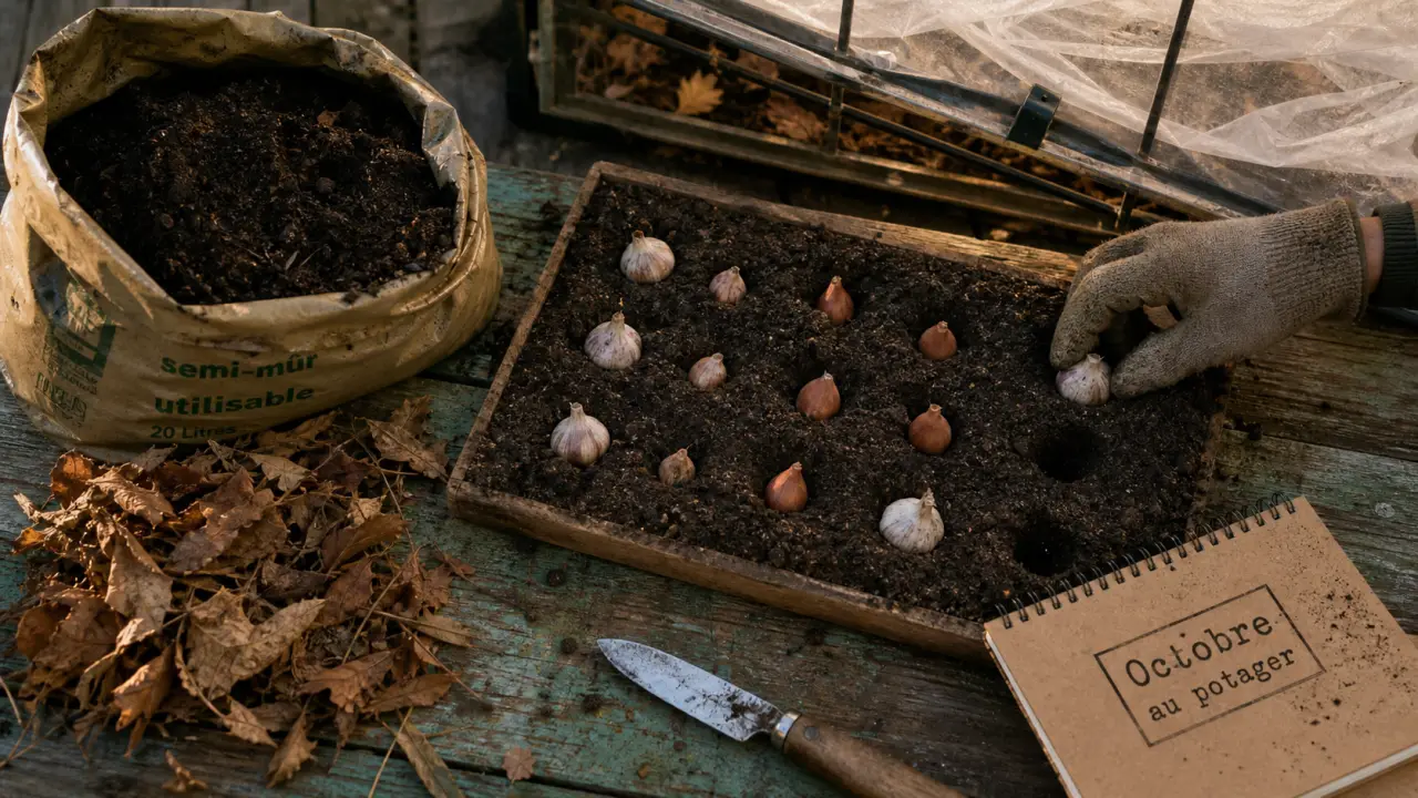 Que planter en octobre au potager : bulbes d’ail, compost et paillage d’octobre