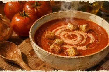 Soupe tomate grand mere fumante et veloutée