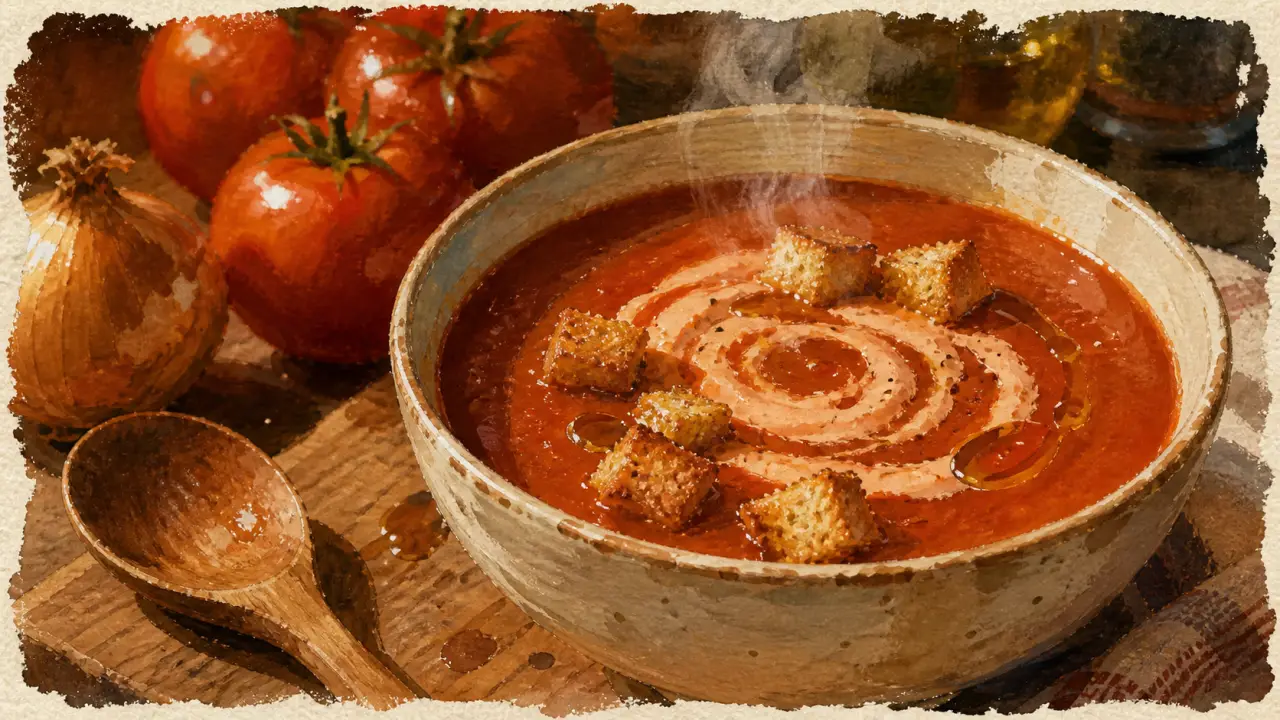 Soupe tomate grand mere fumante et veloutée