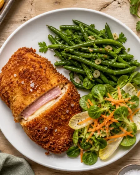 Accompagnements cordon bleu : haricots verts persillés et salade croquante