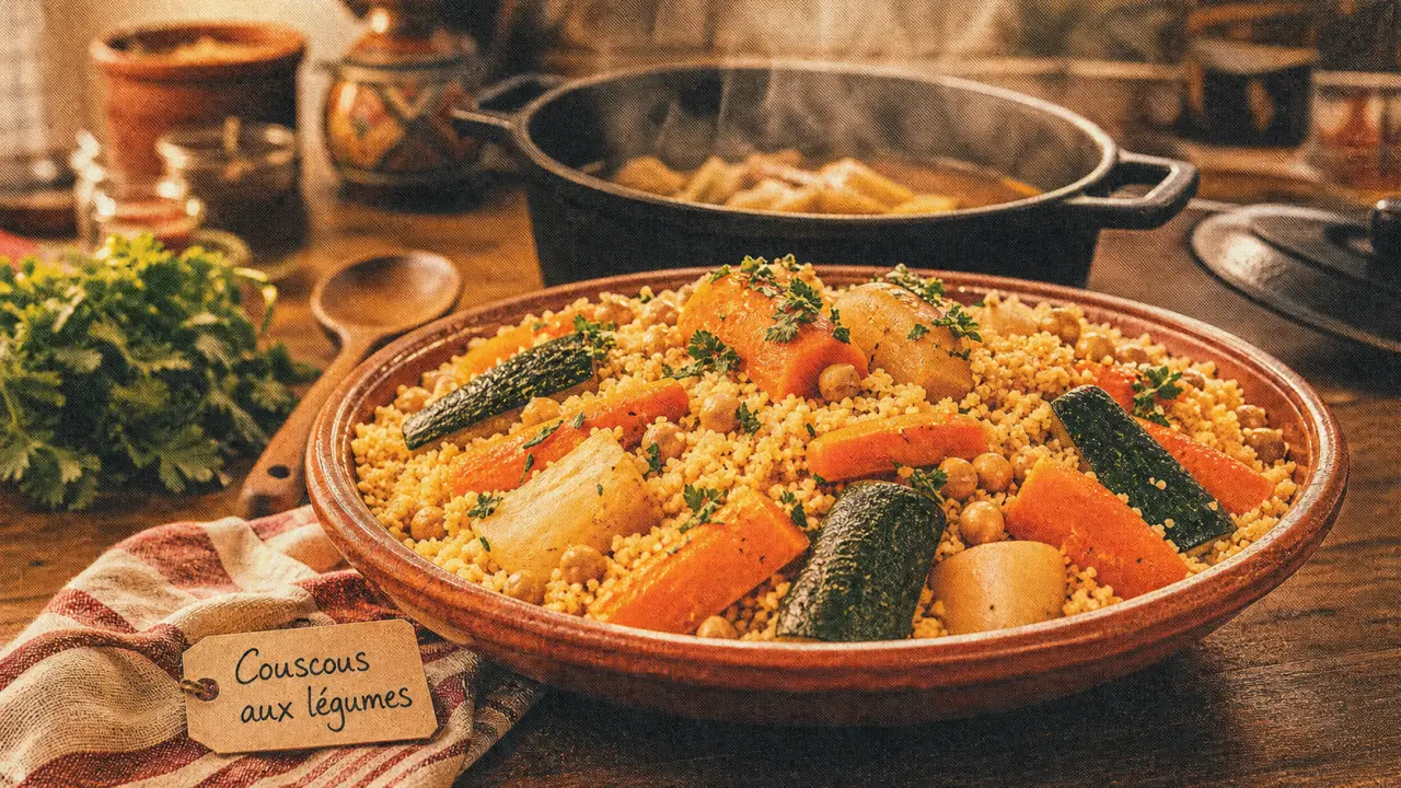 Couscous legumes recette : semoule légère aux légumes et pois chiches