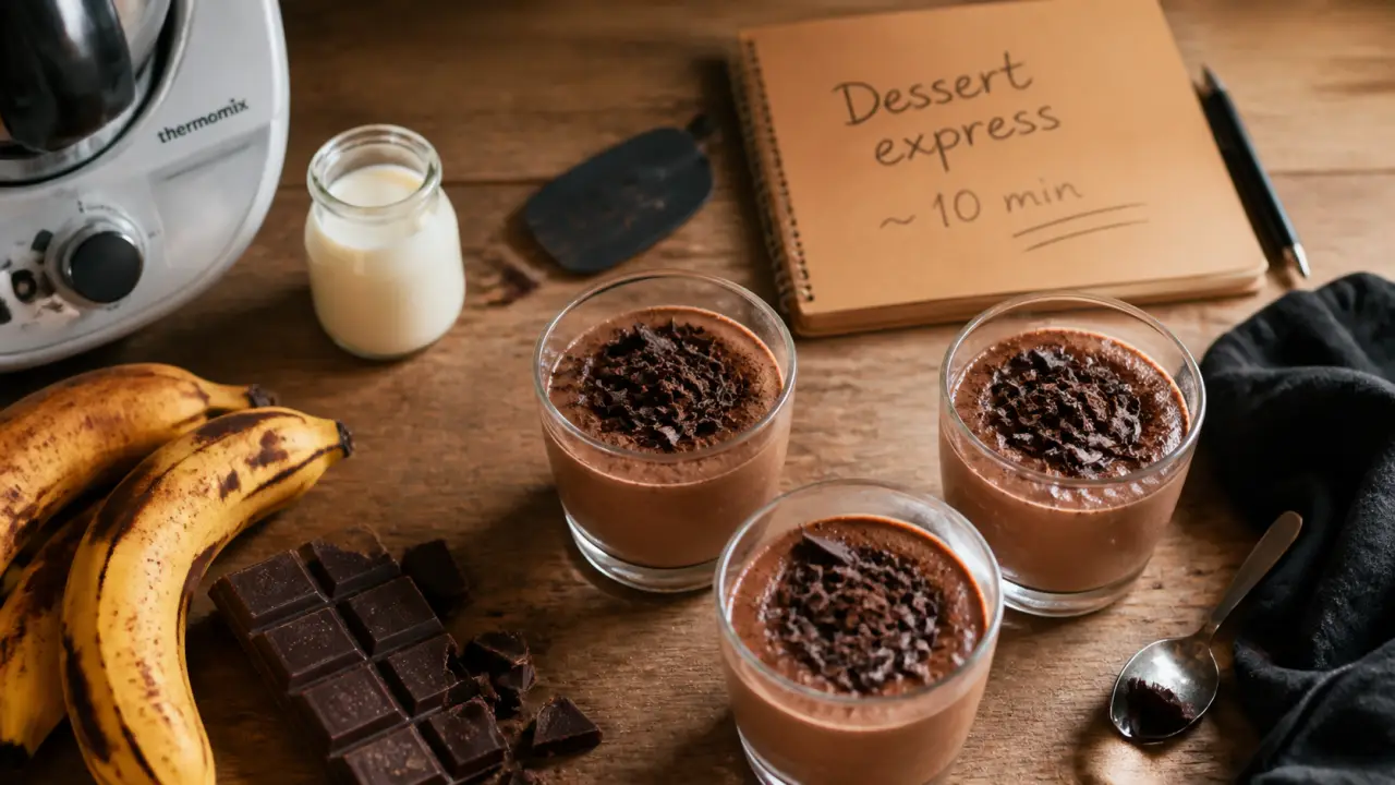 Dessert dernière minute thermomix : verrines chocolat banane