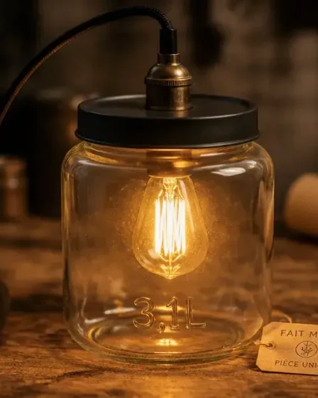 DIY lampe en bocal LED, câble et montage
