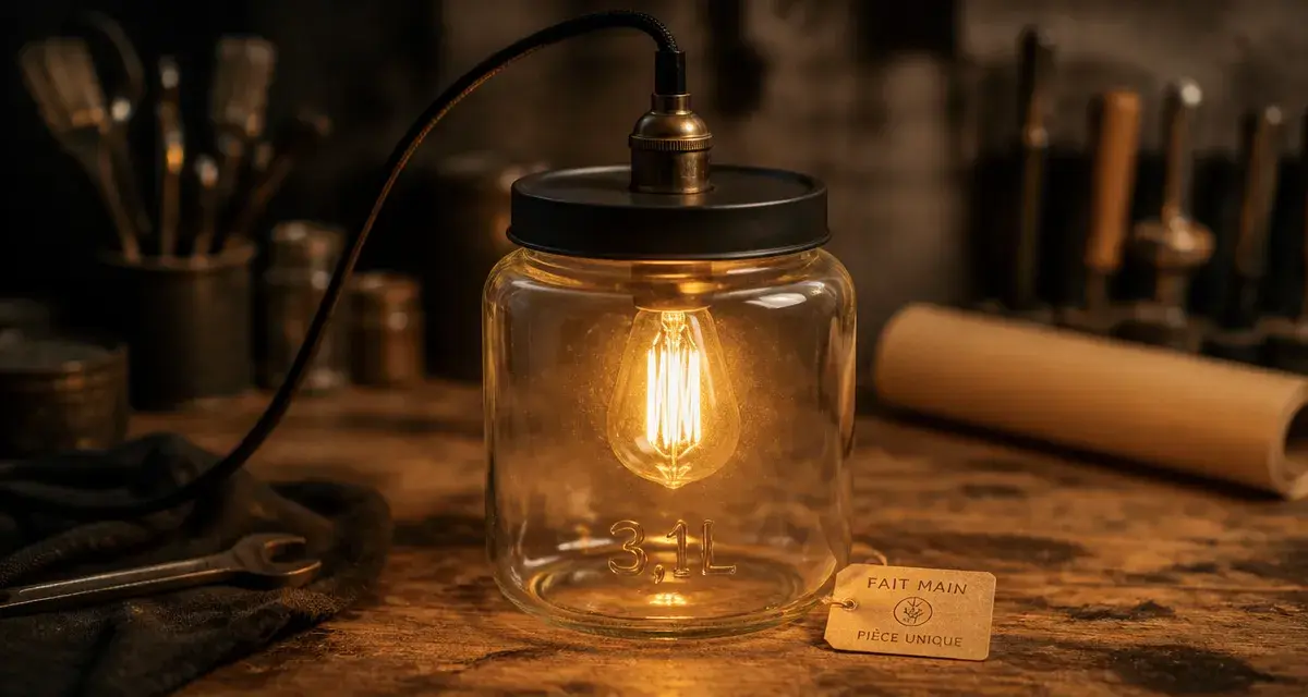 DIY lampe en bocal LED, câble et montage