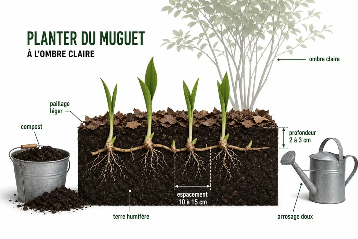 Quand et comment planter le muguet : illustration des étapes de plantation en terre fraîche et ombragée