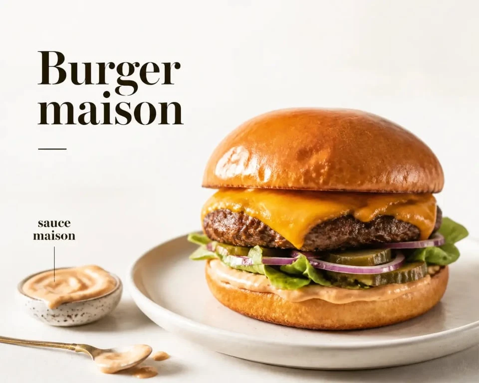 Sauce maison pour hamburger servie sur un burger maison appétissant