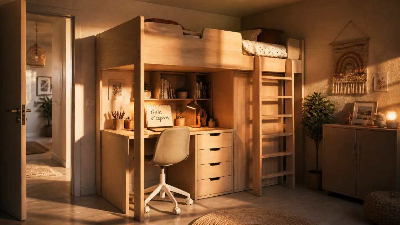 Lit pour petite chambre en mezzanine, gain d’espace