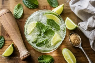 Mojitos sans alcool : verre menthe et citron vert