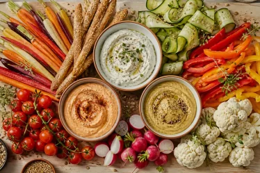 Plateau de crudités original : couleurs et sauces sans cuisson