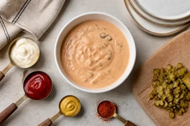 Sauce maison pour hamburger crémeuse au ketchup et cornichons