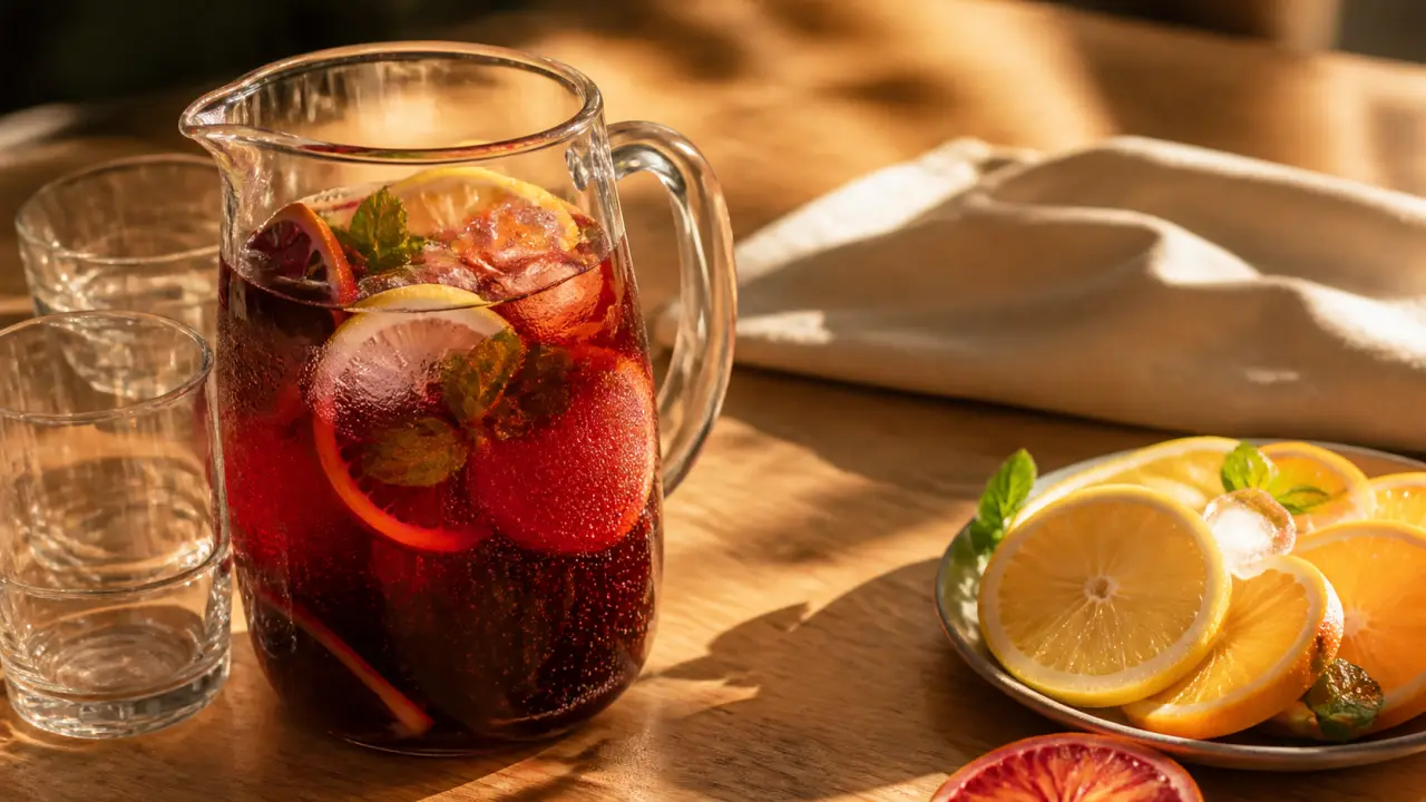 Tinto de verano recette : vin rouge, soda citronné, glaçons et citron