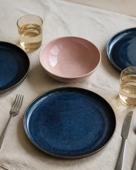 Vaisselle coloré : assiettes en grès, verre et porcelaine pour table équilibrée