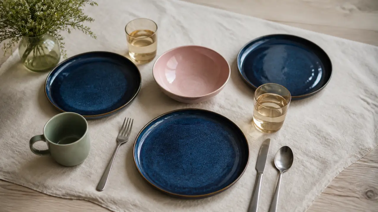 Vaisselle coloré : assiettes en grès, verre et porcelaine pour table équilibrée