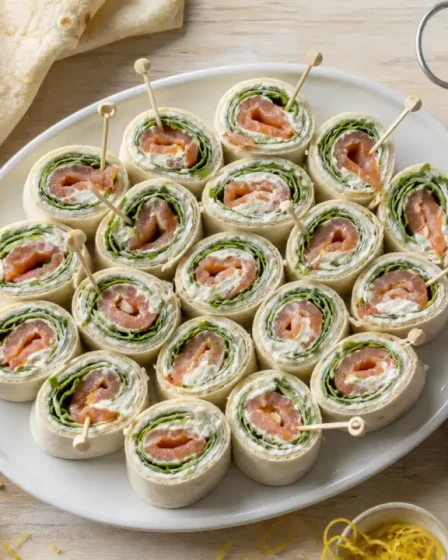 Mini-wraps apéro à lavance sur table, avec galettes et saumon