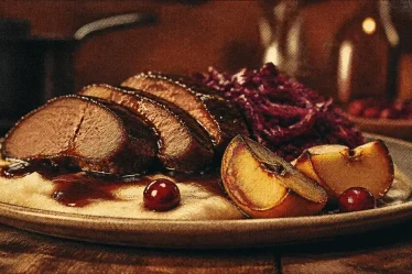 Accompagnement pour sanglier : rôti de sanglier avec purée de céleri-rave et chou rouge braisé