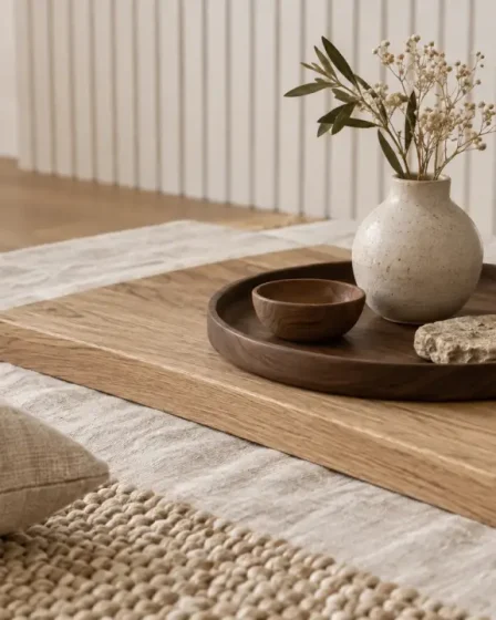 Décoration bois intérieur maison : textures chêne et noyer