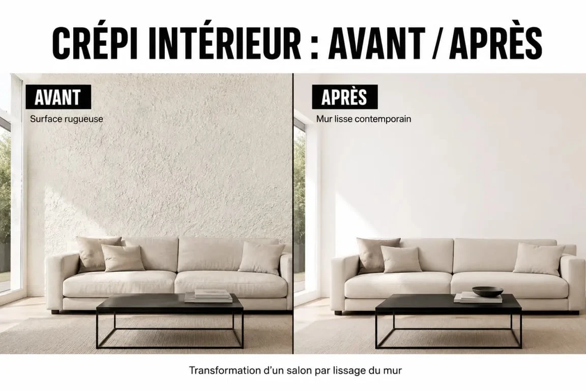 Comment habiller un mur en crepi interieur : avant après d’un mur lissé et modernisé