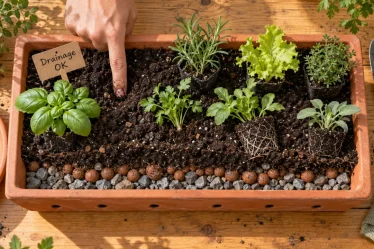 Jardinière aromatique 20 cm pour annuelles : drainage et substrat