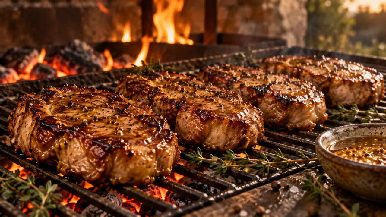 Marinade pour échine de porc au barbecue : tranches miel-moutarde sur grille