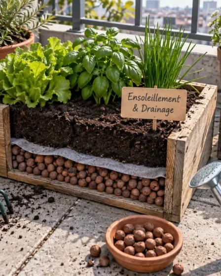 Potager balcon sur dalles : drainage et soleil pour récoltes