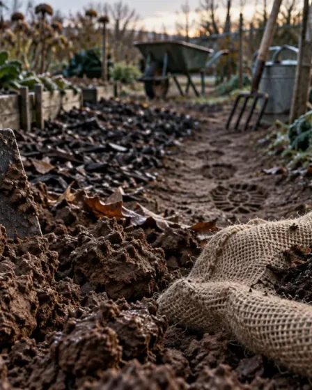 Quand retourner la terre du potager : bêche dans la terre fin d’automne