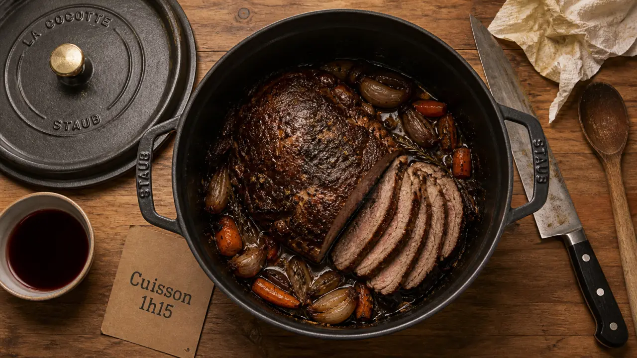 Temps de cuisson rôti de sanglier 800g en cocotte : 1h15