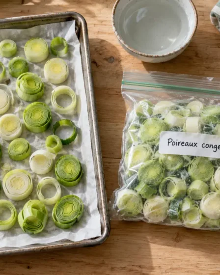 Congeler des poireaux : rondelles séchées avant congélation