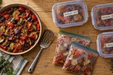 Congeler ratatouille : boîtes hermétiques et étiquette -18°C, ratatouille cuite