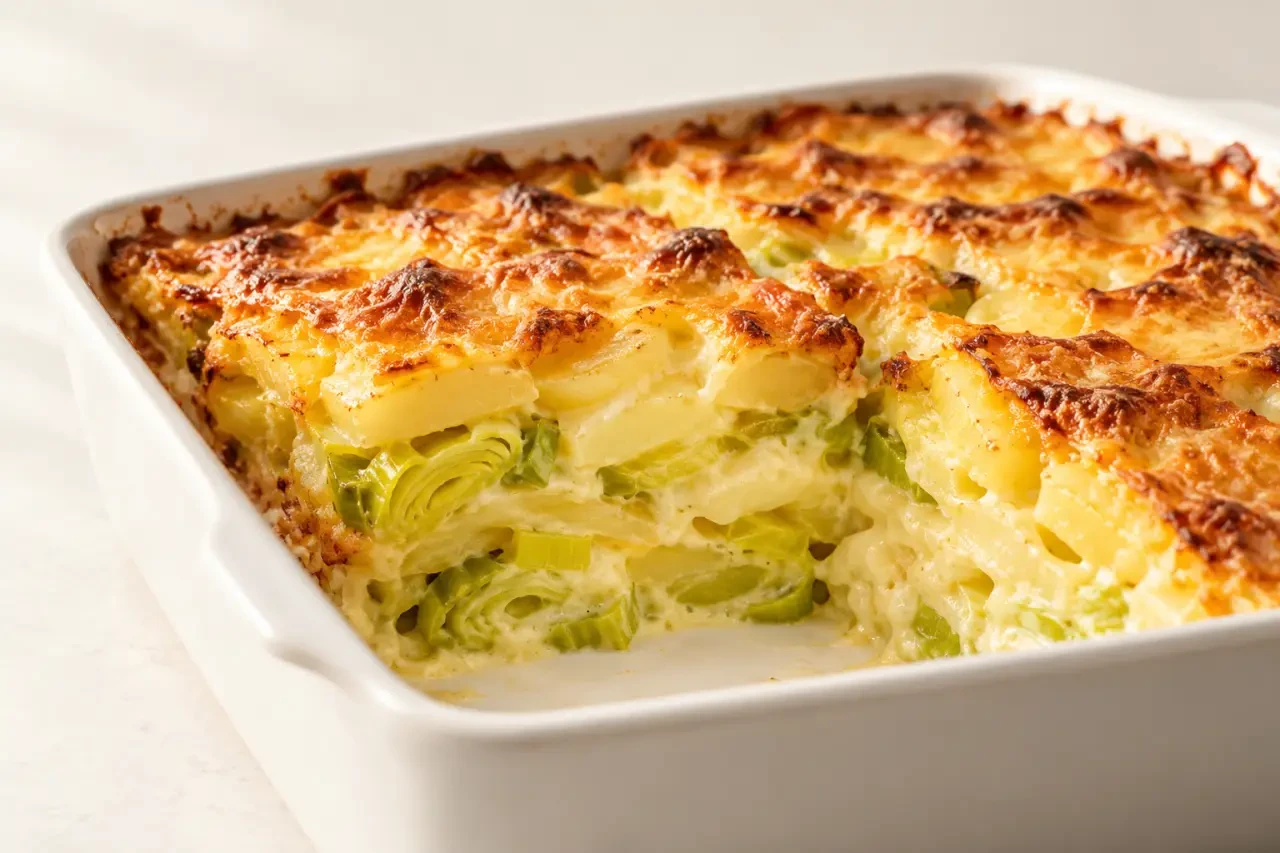 Recettes gourmandes et faciles : gratin de pommes de terre et poireaux