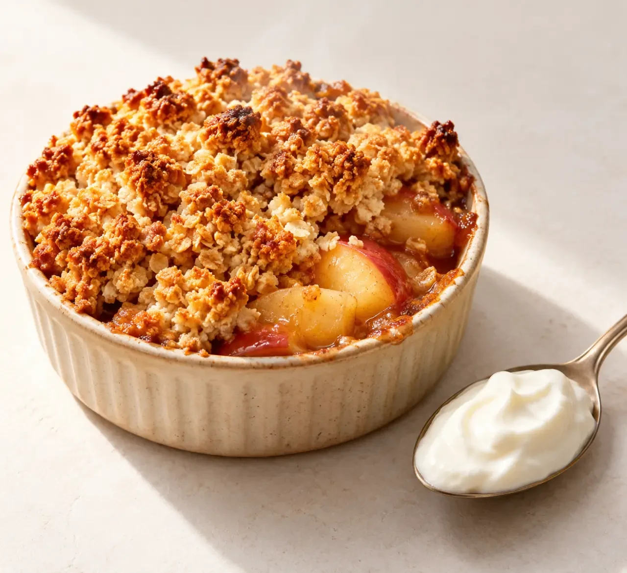 Recettes gourmandes et faciles : crumble aux pommes croustillant