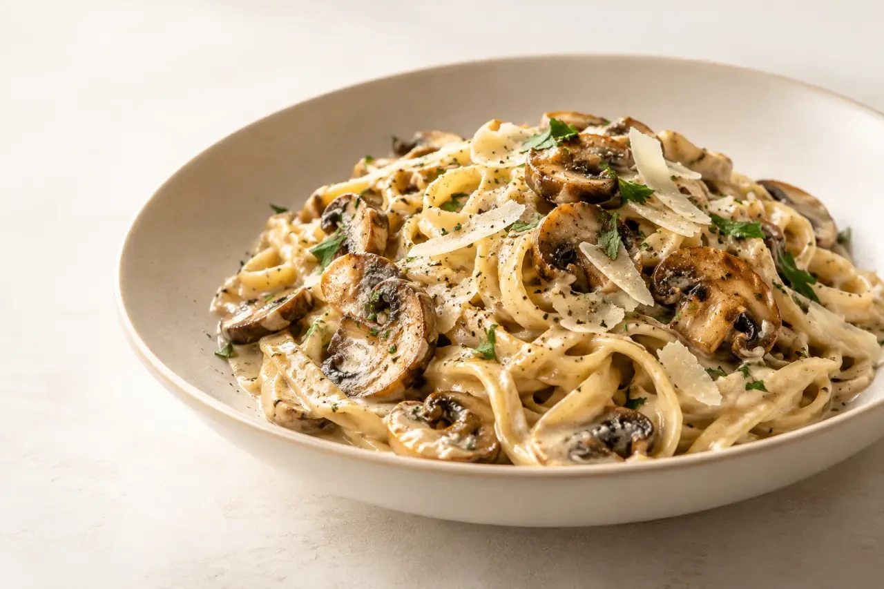 Recettes gourmandes et faciles : pâtes crémeuses aux champignons