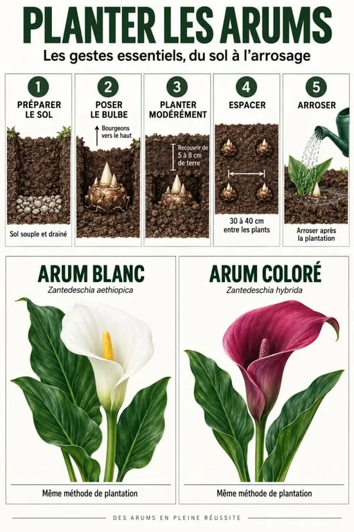 Étapes pour planter les aromes et les arums en pleine terre