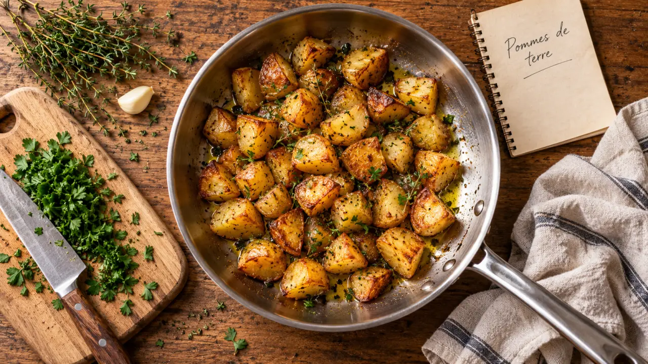 Pommes de terre sautées recette, croûte dorée en poêle