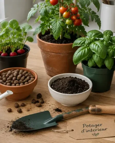 Potager en appartement : basilic et radis en pots