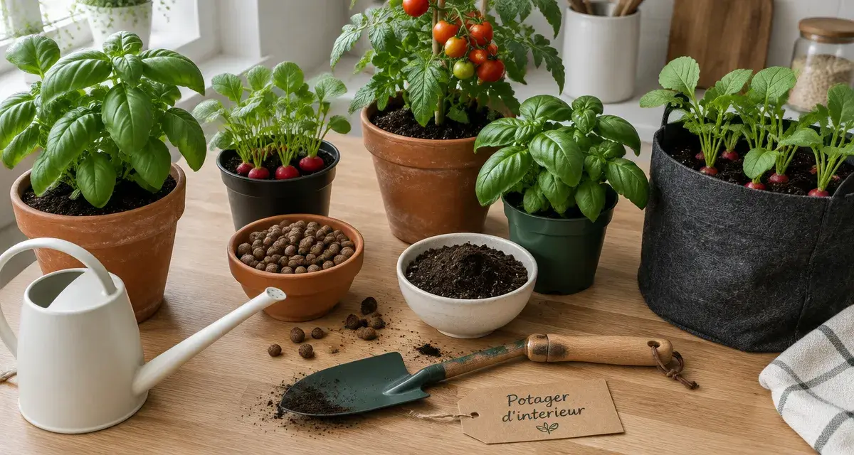 Potager en appartement : basilic et radis en pots