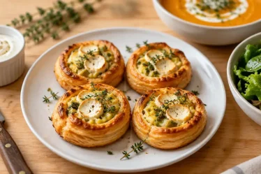 Recettes entrées chaudes faciles et rapides : mini feuilletés poireaux-chèvre